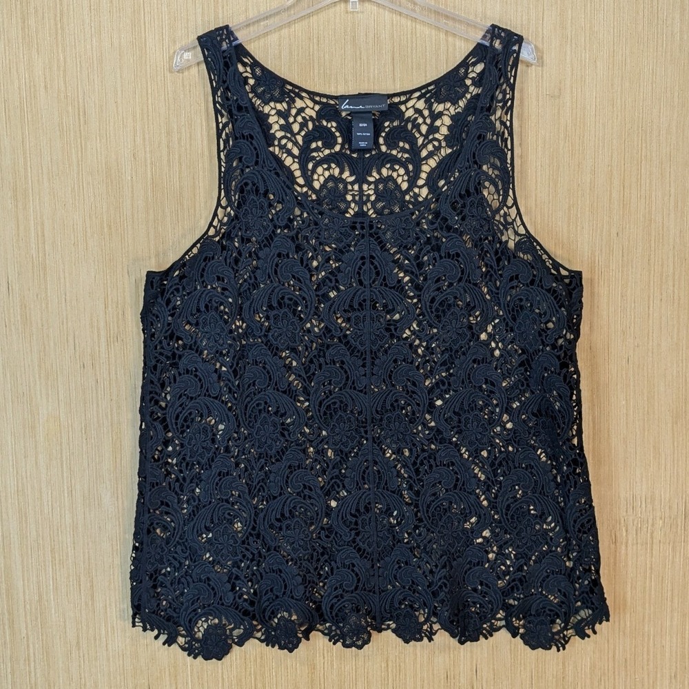Lane Bryant Black Floral Crochet Lace Tank Top Women's 22/24 Whimsygoth Romantic